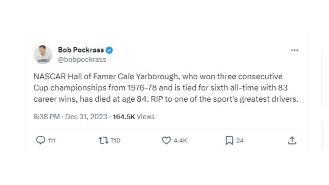 Cale Yarborough Illness