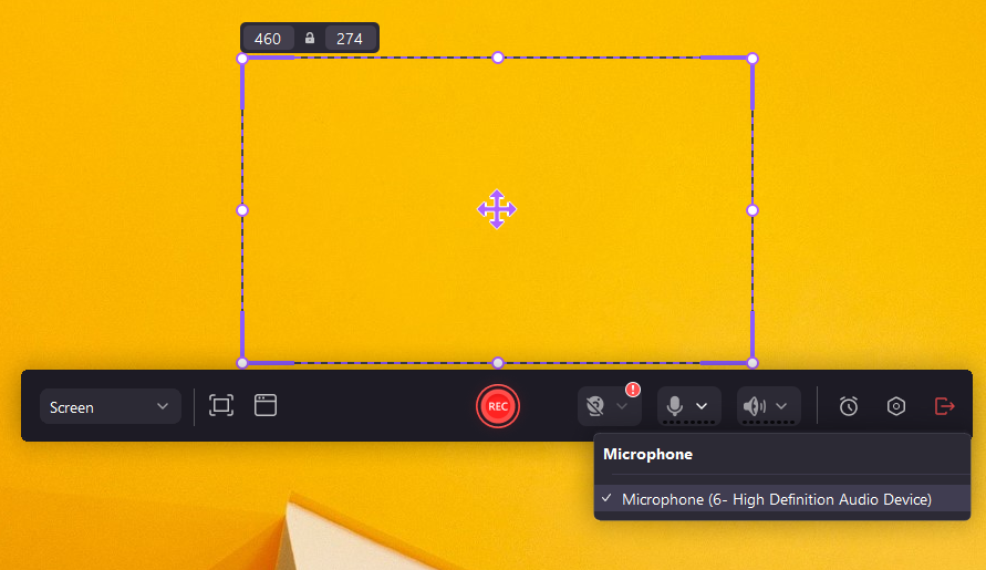 screen recording area